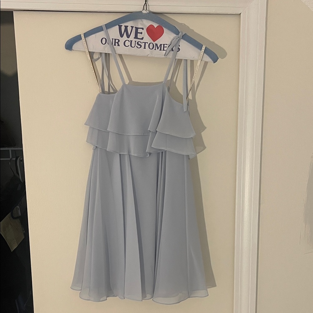 Jenny Yoo Light Blue Layered Kids Dress